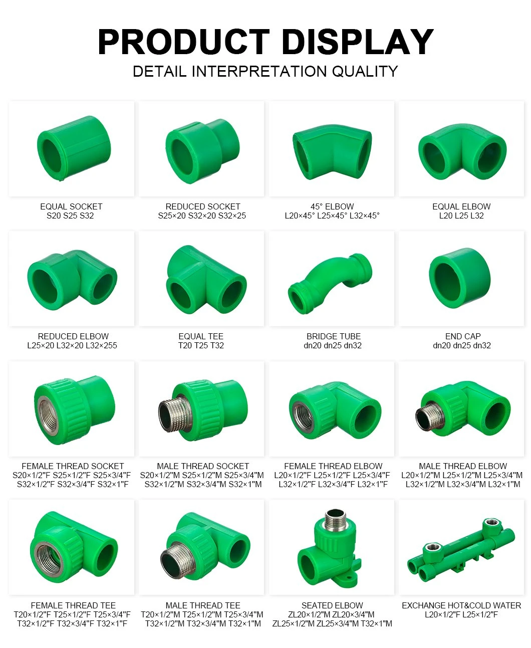 Ifanplus Factory Price All Size Plumbing Plastic Pipe Green PPR