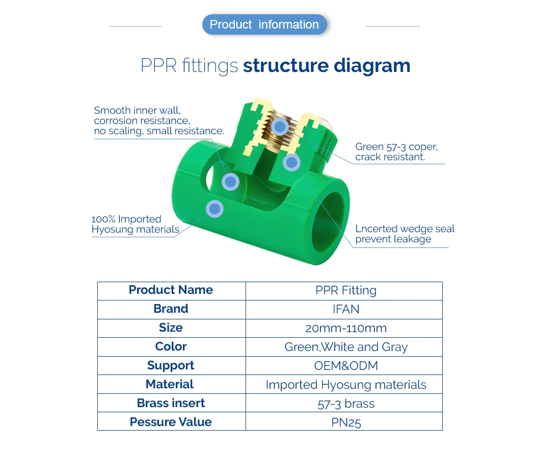 Ifan Customized Threaded Socket PPR Pipe Fitting Plumbing Fitting