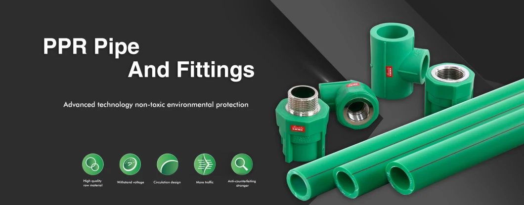 Chinese Factory Plastic Water Pipe Connectors Green DIN Standard PPR Pipe PPR Pipe Fittings